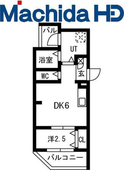 ジーイーディス(1DK/3階)の間取り写真