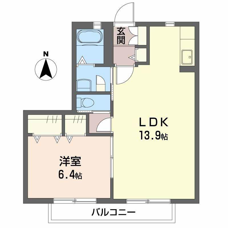 ラパトリア列花須(1LDK/2階)の間取り写真