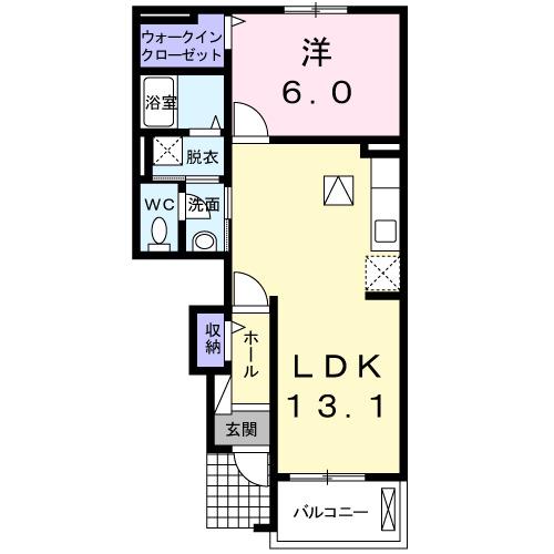 プリムローズガーデン西軽井沢B(1LDK/1階)の間取り写真
