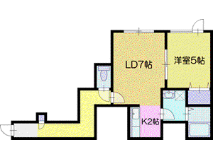 プルメリア若葉(1LDK/3階)の間取り写真