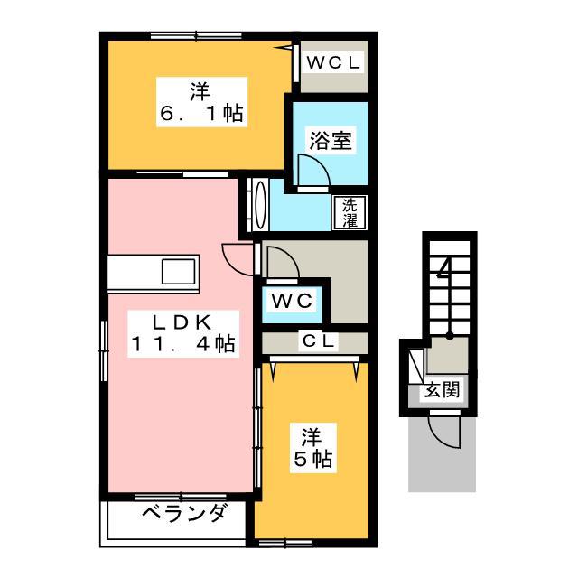 シェアー フォレストI(2LDK/2階)の間取り写真