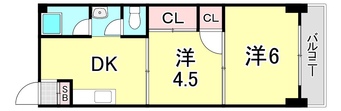 千種が丘グランドハイツ(2DK/2階)の間取り写真