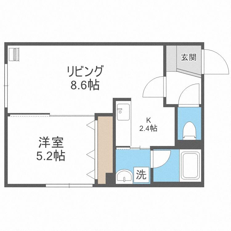 NOON豊平公園(1LDK/2階)の間取り写真