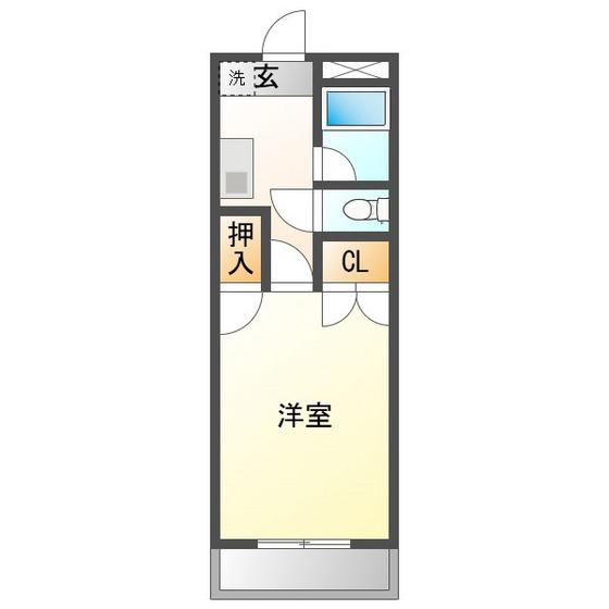 WHITE RIVER 201(1K/2階)の間取り写真