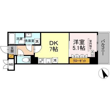 GRAND VILLAGE(1DK/3階)の間取り写真