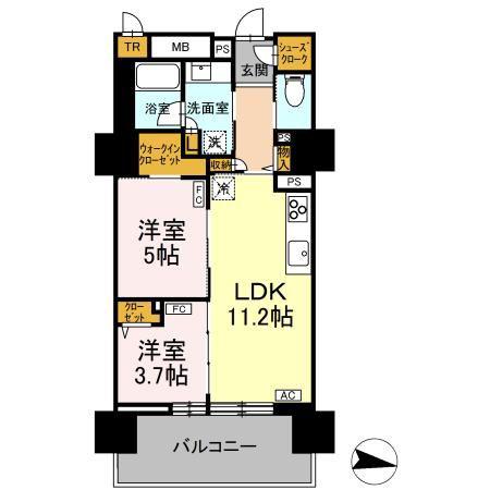 イニシアグラン札幌イースト(2LDK/4階)の間取り写真
