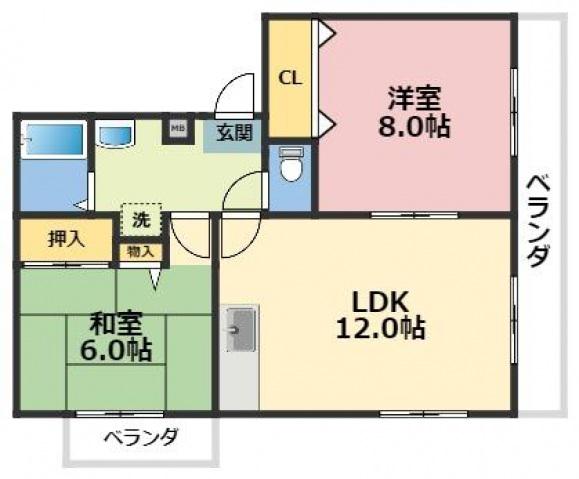 YSコート(2LDK/2階)の間取り写真