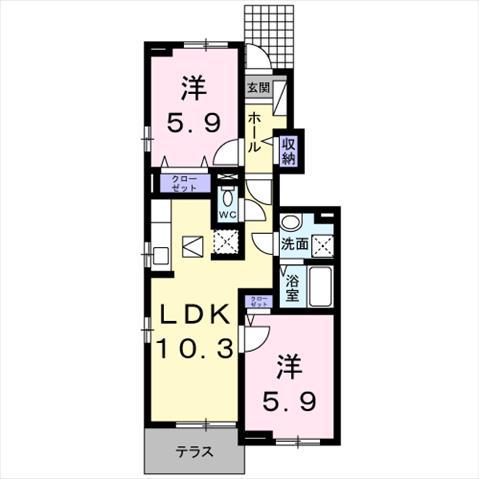 メゾンド・橋II(2LDK/1階)の間取り写真