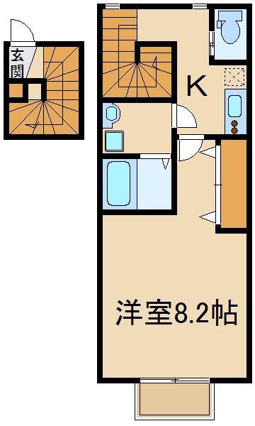 キャメル東村山(1K/2階)の間取り写真