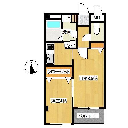 モンレーヴ西新(1LDK/3階)の間取り写真