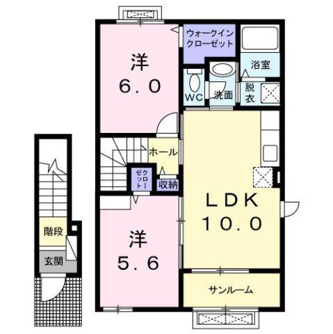 ファイン・プロムナードB(2LDK/2階)の間取り写真