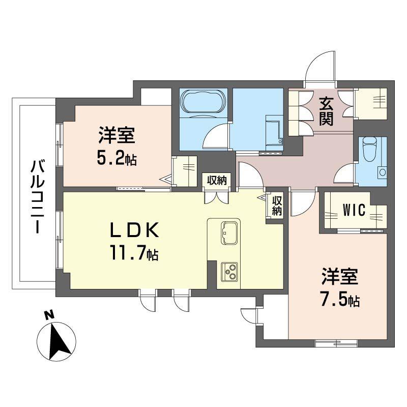 アンムート戸越公園(2LDK/4階)の間取り写真