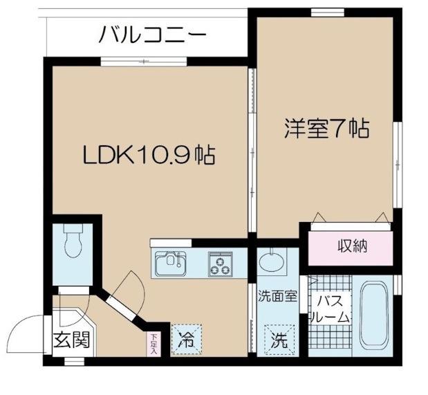 NSGATE勝どき(1LDK/2階)の間取り写真
