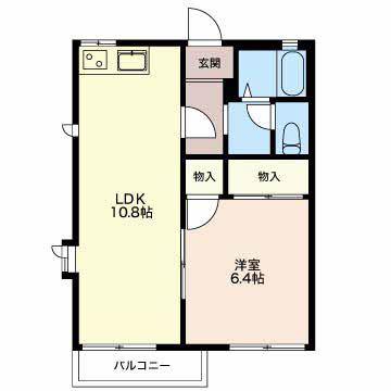 ディアコート慶 A(1LDK/2階)の間取り写真