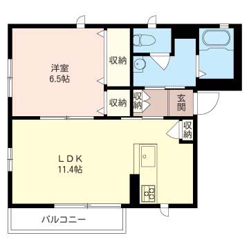 シャーメゾン ブリエ(1LDK/1階)の間取り写真
