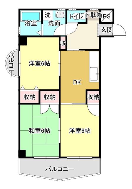 ファミーユ ワカマツ(3DK/4階)の間取り写真