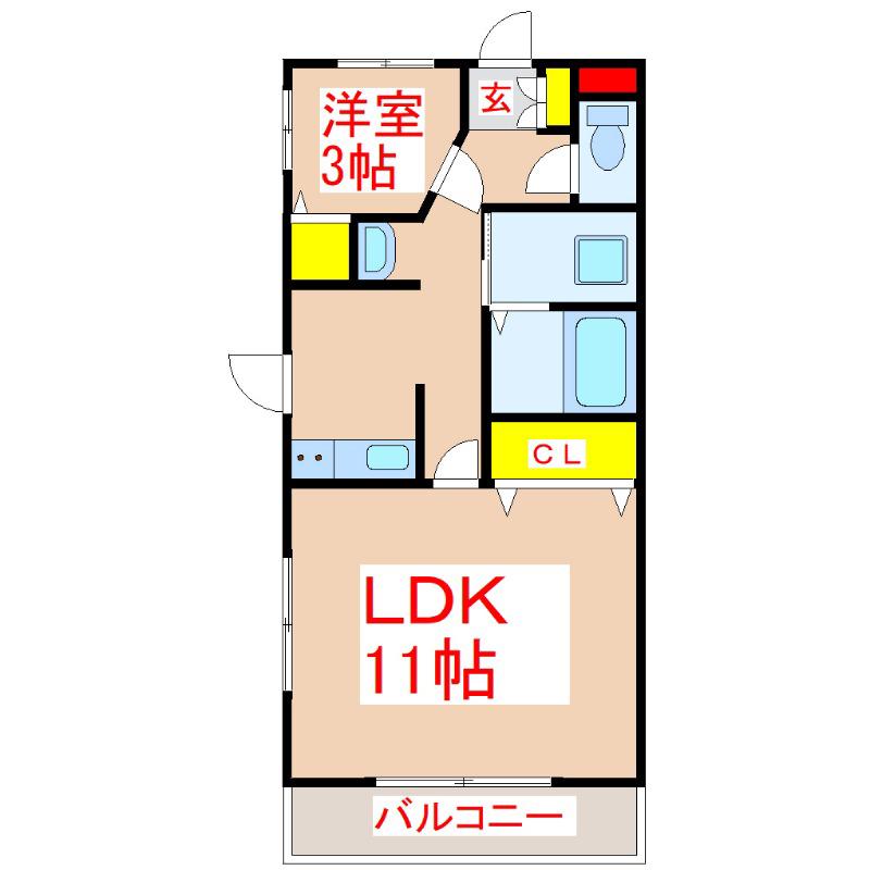 PLAZA K&H(1LDK/4階)の間取り写真