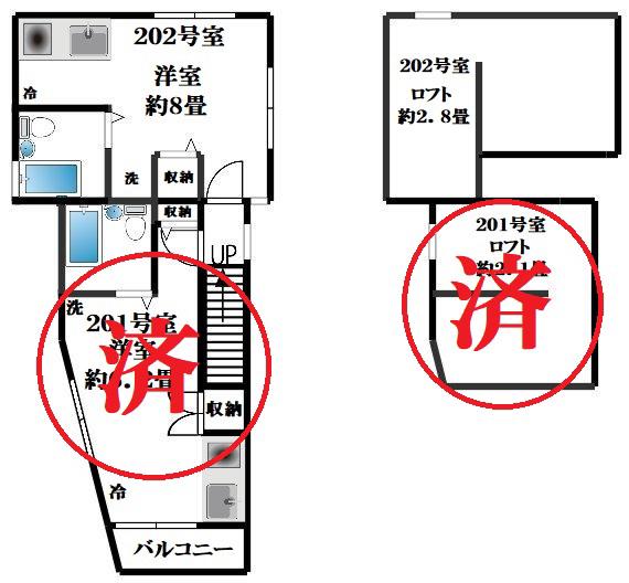 ロワゾ ブルー(ワンルーム/2階)の間取り写真