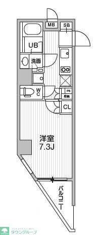 シーズンフラッツ浅草(1K/3階)の間取り写真