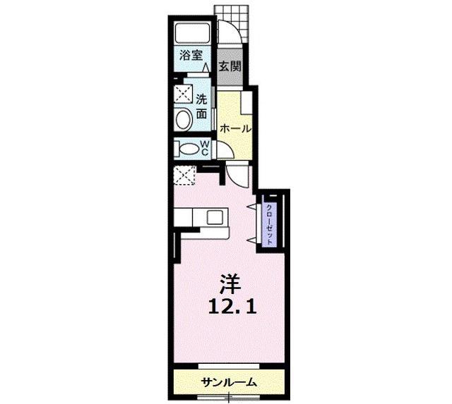 スターブルA(ワンルーム/1階)の間取り写真