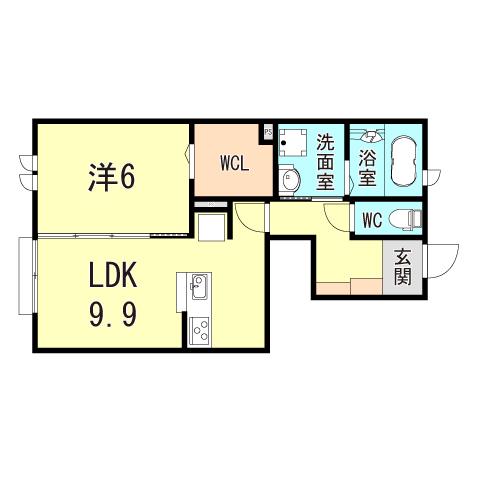 パディノーブル(1LDK/1階)の間取り写真