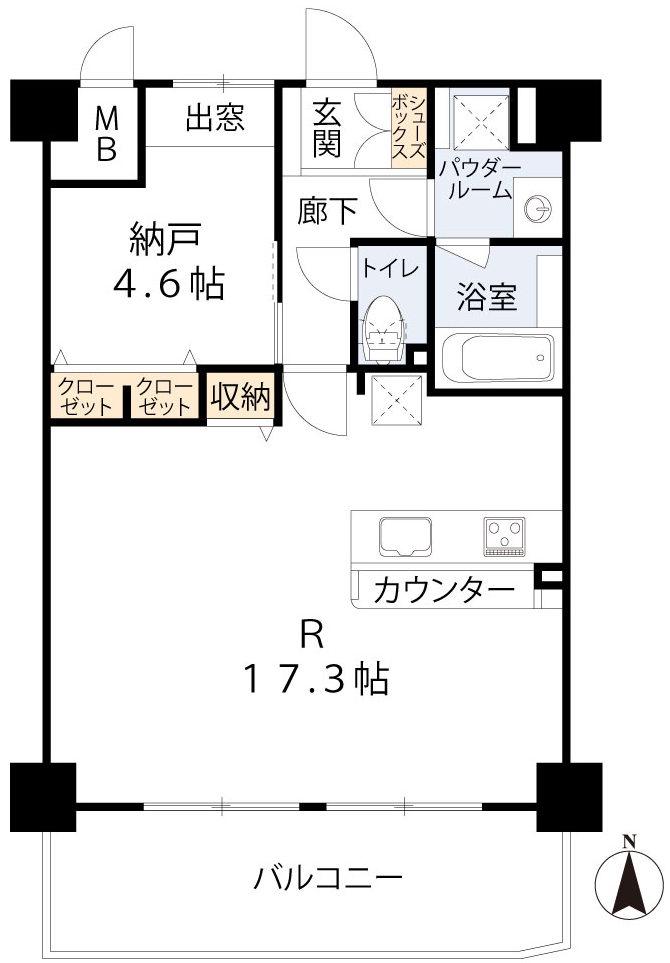エクシアテラス梅田(1LDK/7階)の間取り写真