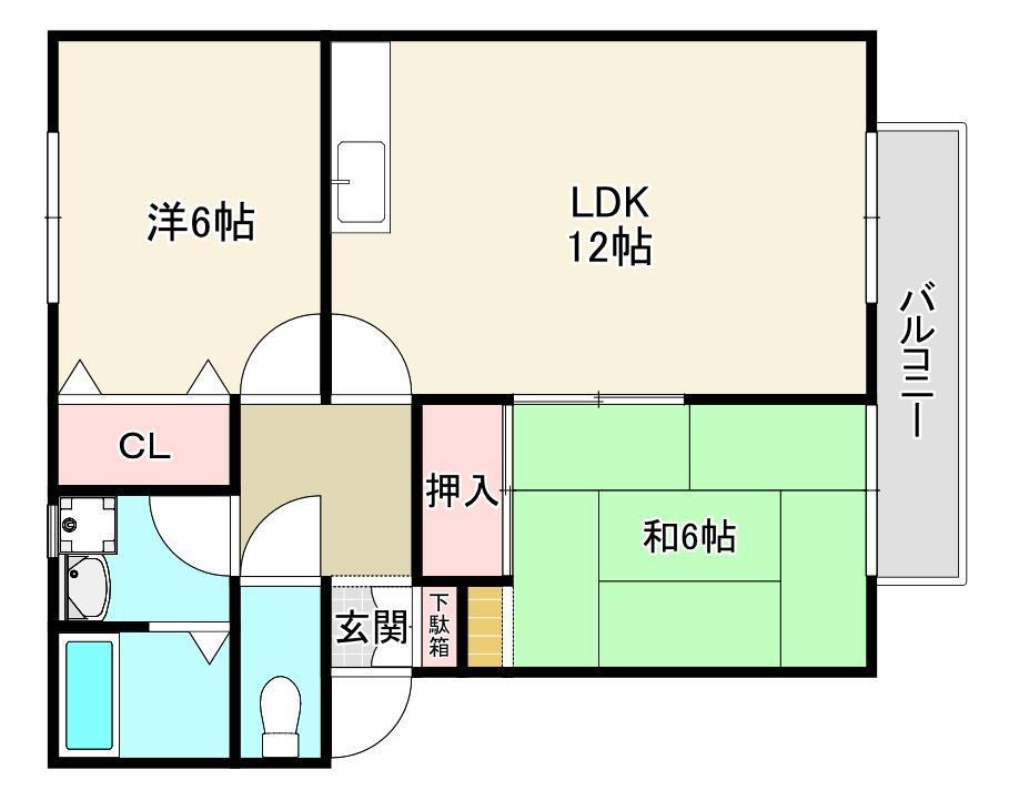 アンフィニヨシモト(2LDK/1階)の間取り写真