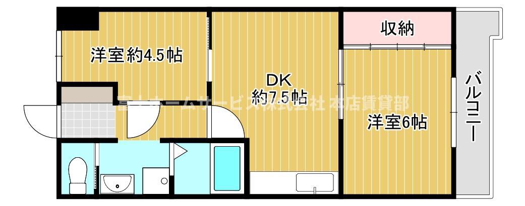 ふぁみーゆアビコII(2DK/2階)の間取り写真