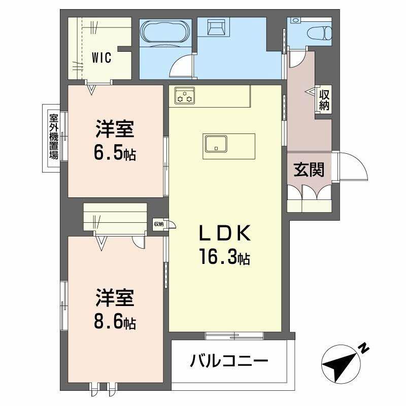 エクラージュ覚王山(2LDK/3階)の間取り写真