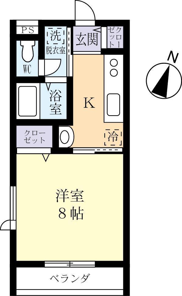 グリーンパークサイド(1K/2階)の間取り写真