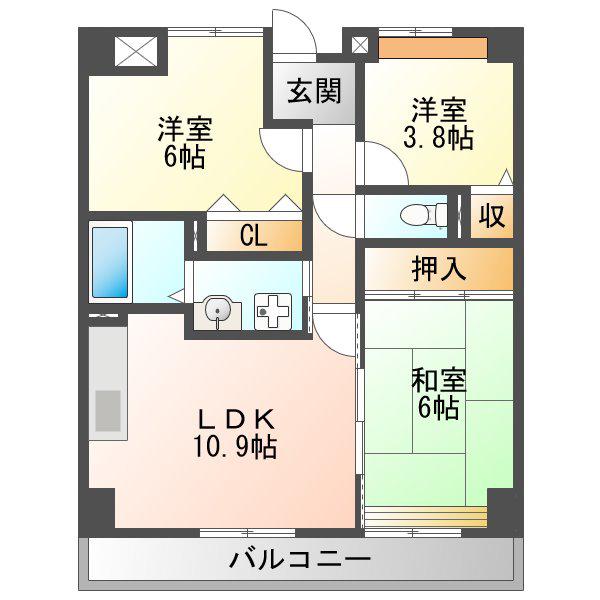 ロイヤル三国(3LDK/4階)の間取り写真