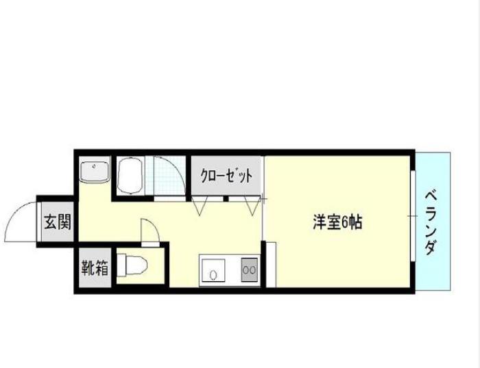 パ-ルハイツ西野口(1K/6階)の間取り写真