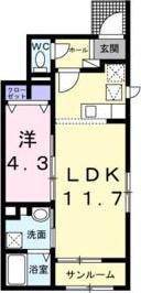 CASA VERDE(1LDK/1階)の間取り写真