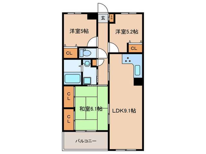 GARDENSTYLE光善寺 南棟(3LDK/2階)の間取り写真