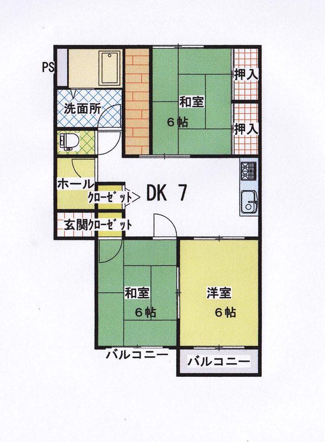 ハウスプラドールB(3DK/1階)の間取り写真