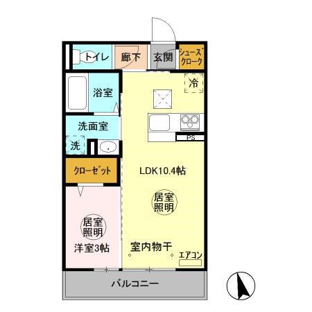 アルカンジュ(1LDK/1階)の間取り写真