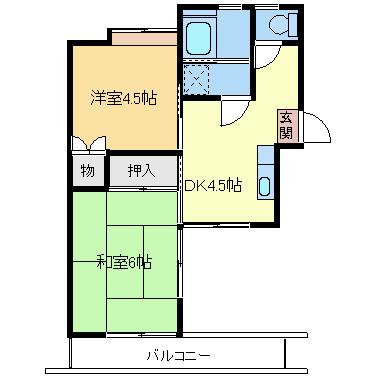 SKハイツ(2DK/1階)の間取り写真