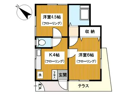 メゾン大沢(2K/1階)の間取り写真