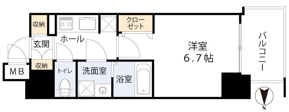 ファーストフィオーレ大阪城イースト(1K/3階)の間取り写真