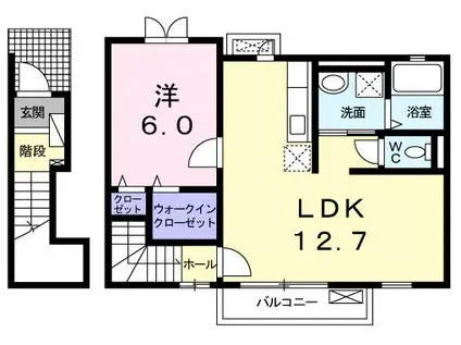 ライブラ(1LDK/2階)の間取り写真