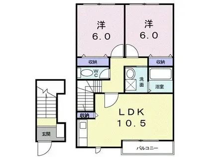 アロッジオK3B(2LDK/2階)の間取り写真