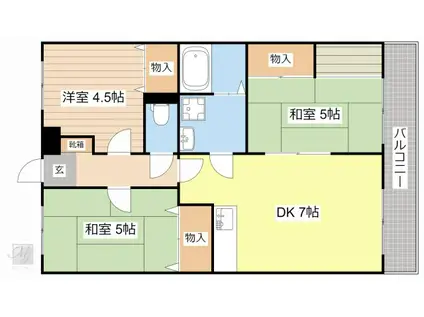 RIVER SIDE 11(3DK/2階)の間取り写真