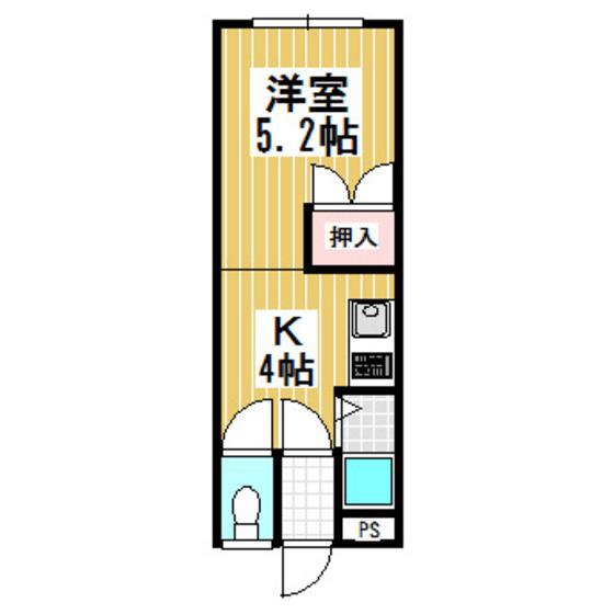 コーポ室本(1K/2階)の間取り写真