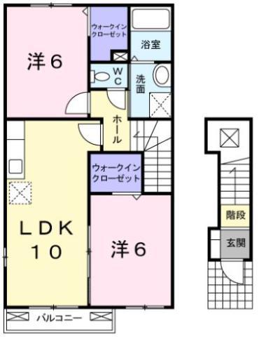 メゾン ド シュウ(2LDK/2階)の間取り写真