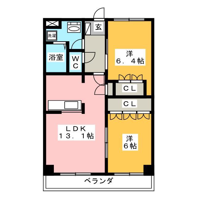 リミエールしろのうち(2LDK/3階)の間取り写真