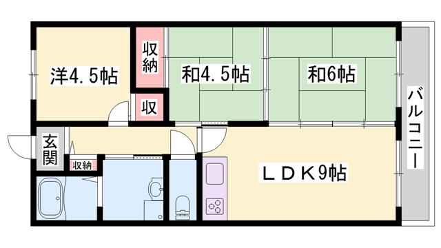 サンライフ歌野橋(3LDK/8階)の間取り写真