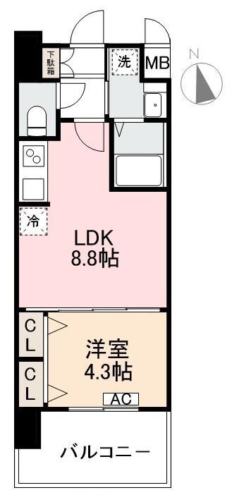 RESIDENCE中央町(1LDK/2階)の間取り写真