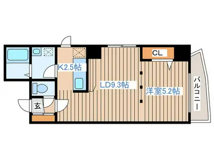 フォートゥフル北大前(1LDK/4階)の間取り写真