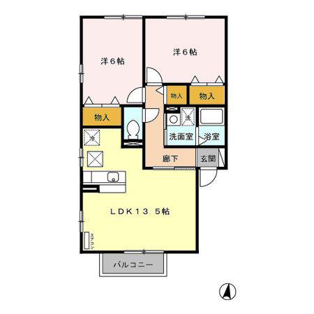クレールヴィラ三和 A/B/C(2LDK/1階)の間取り写真