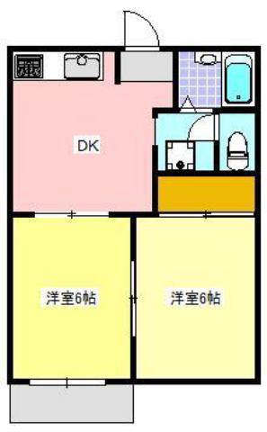 ビラアークルB(2DK/1階)の間取り写真